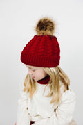 Organic Cotton Kids Beanie & Scarf Set | Chunky Knit Pom Pom Winter Set by ozznekshoes