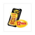 Post-it Arrow Message 1" Page Flags, Sign Here, Yellow, 50 Flags/Dispenser, 12 Dispensers/Pack