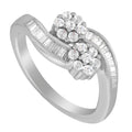 14K White Gold Round and Baguette Diamond Bypass Ring (1/2 cttw, H-I Color, I1-I2 Clarity) - Ring Size 6 by Bids.com