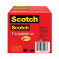 Scotch Transparent Tape, 3" Core, 1" x 72 yds, Transparent, 3/Pack