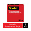 Scotch Transparent Tape, 1" Core, 0.75" x 36 yds, Transparent