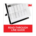 3M Fold-Flat Freestanding Desktop Copyholder, 150 Sheet Capacity, Plastic, Black/Silver Clip
