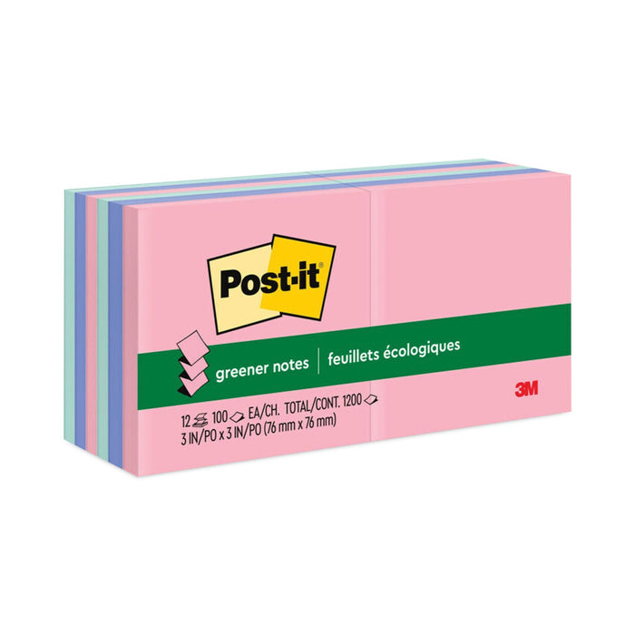 Post-it Original Recycled Pop-up Notes, 3" x 3", Sweet Sprinkles Collection Colors, 100 Sheets/Pad, 12 Pads/Pack