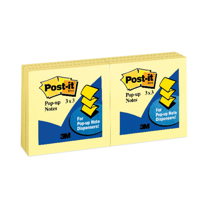 Post-it Original Canary Yellow Pop-up Refill, 3" x 3", Canary Yellow, 100 Sheets/Pad, 12 Pads/Pack