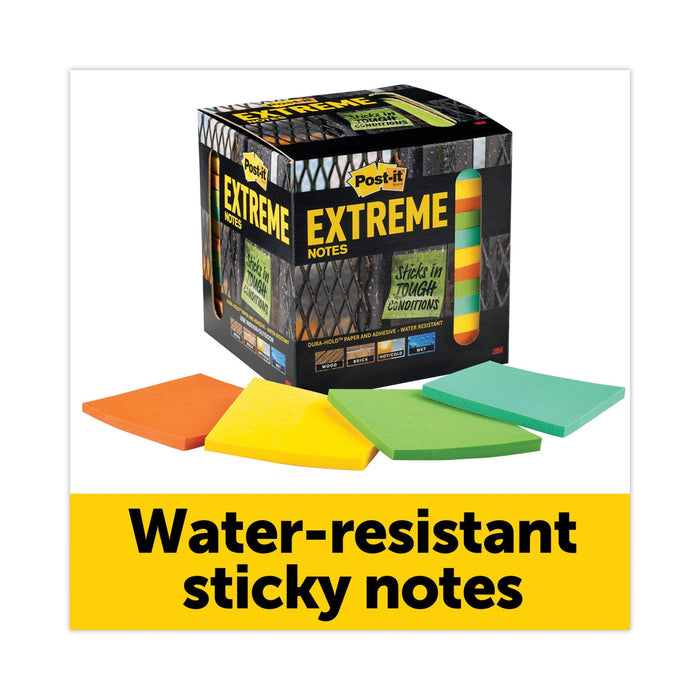 Post-it Water-Resistant Self-Stick Notes, 3" x 3", Assorted Colors, 45 Sheets/Pad, 12 Pads/Pack