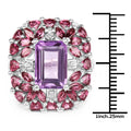 7.59 Carat Genuine Pink Amethyst, Rhodolite and White Topaz .925 Sterling Silver Ring by Bids.com