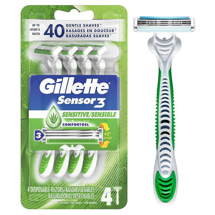 Gillette Sensor 3 Sensitive Disposable Razors With Mach 3 Razor by Pasteur Pharmacy
