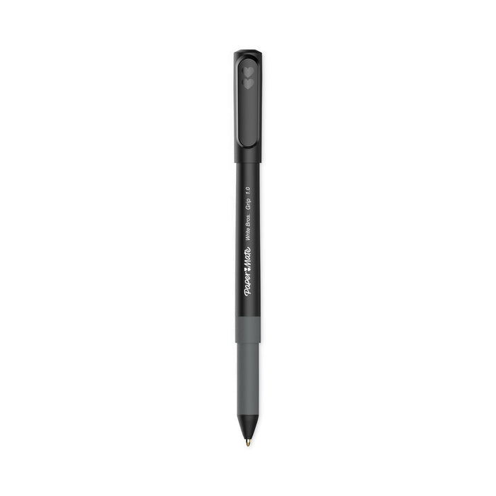 Paper Mate Write Bros. Grip Ballpoint Pen, Stick, Medium 1 mm, Black Ink, Black Barrel, Dozen
