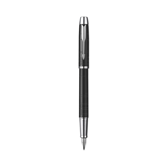 Parker IM Premium Roller Ball Pen, Stick, Fine 0.7 mm, Black Ink, Black/Chrome Barrel
