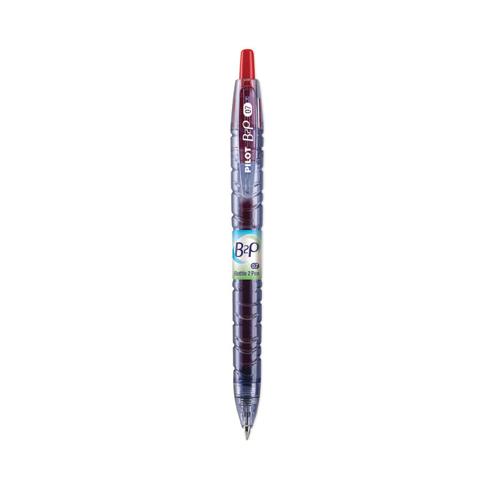 Pilot B2P Bottle-2-Pen Recycled Gel Pen, Retractable, Fine 0.7 mm, Red Ink, Translucent Blue Barrel