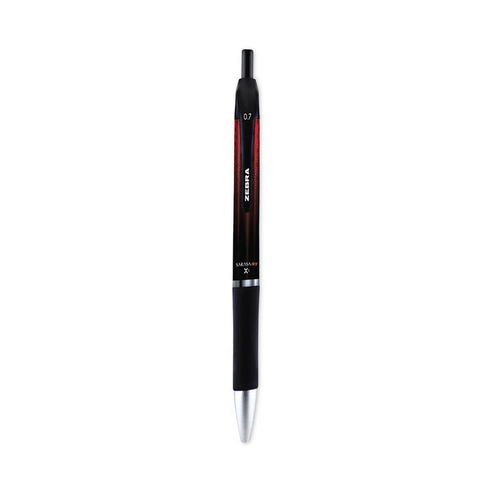 Zebra Sarasa Dry Gel X1 Gel Pen, Retractable, Medium 0.7 mm, Red Ink, Red Barrel, 12/Pack