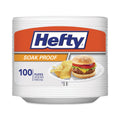 Hefty Soak Proof Tableware, Foam Plates, 8.88" dia, White, 100/Pack