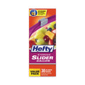 Hefty Slider Bags, 1 gal, 1.5 mil, 10.56" x 11", Clear, 30/Box