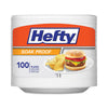 Hefty Soak Proof Tableware, Foam Plates, 8.88" dia, White, 100/Pack