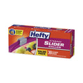 Hefty Slider Bags, 1 gal, 1.5 mil, 10.56" x 11", Clear, 30/Box