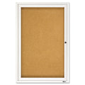Quartet Enclosed Bulletin Board, Natural Cork/Fiberboard, 24 x 36, Silver Aluminum Frame