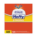 Hefty Strong Tall Kitchen Drawstring Bags, 13 gal, 0.9 mil, 24" x 27.75", White, 120/Box