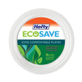 Hefty ECOSAVE Tableware, Plate, Bagasse, 10.13" dia, White, 16/Pack, 12 Packs/Carton
