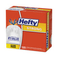 Hefty Strong Tall Kitchen Drawstring Bags, 13 gal, 0.9 mil, 23.75" x 27", White, 90/Box