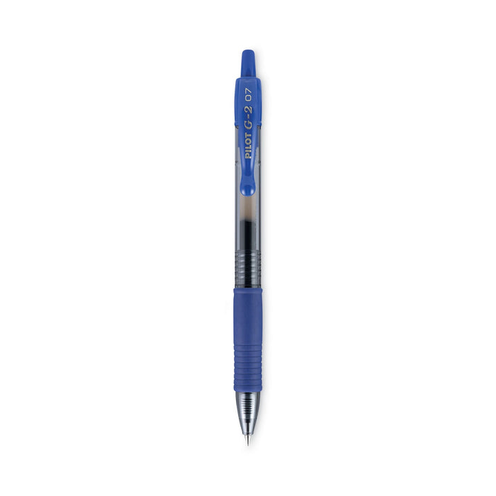 Pilot G2 Premium Gel Pen, Retractable, Fine 0.7 mm, Blue Ink, Smoke Barrel, 2/Pack