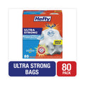 Hefty Ultra Strong Scented Tall White Kitchen Bags, 13 gal, 0.9 mil, 23.75" x 24.88", White, 80/Box