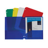 C-Line Two-Pocket Heavyweight Poly Portfolio Folder, 3-Hole Punch, 11 x 8.5, Assorted, 10/Pack