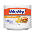 Hefty Soak Proof Tableware, Foam Plates, 8.88" dia, White, 100/Pack