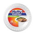 Hefty Soak Proof Tableware, Foam Plates, 10.25" dia, White, 25/Pack