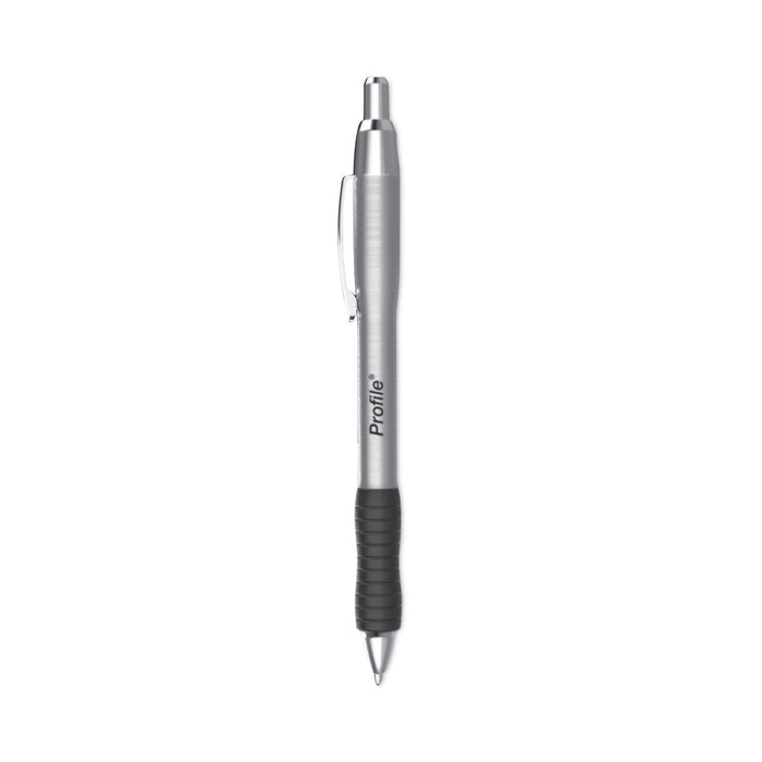 Paper Mate Profile Metal Ballpoint Pen, Retractable, Medium 1 mm, Black Ink, Silver Barrel, Dozen
