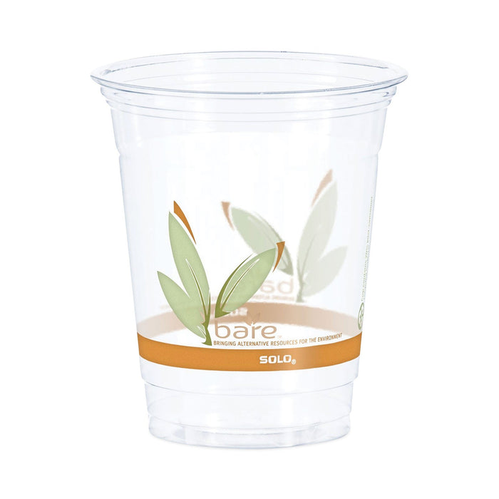 Dart Bare Eco-Forward RPET Cold Cups, 12 oz to 14 oz, Leaf Design, Clear, Squat, 50/Pack