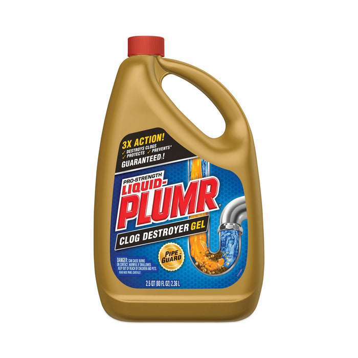 Liquid Plumr Clog Destroyer + PipeGuard, Gel, 80 oz, 6/Carton