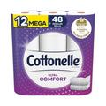 Cottonelle Ultra ComfortCare Toilet Paper, Soft Tissue, Mega Rolls, Septic Safe, 2-Ply, White, 284/Roll, 12 Rolls/Pack, 48 Rolls/Carton
