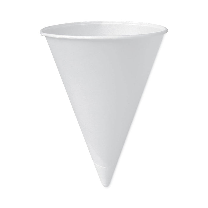 Dart Bare Treated Paper Cone Water Cups, 6 oz, White, 200/Sleeve, 25 Sleeves/Carton
