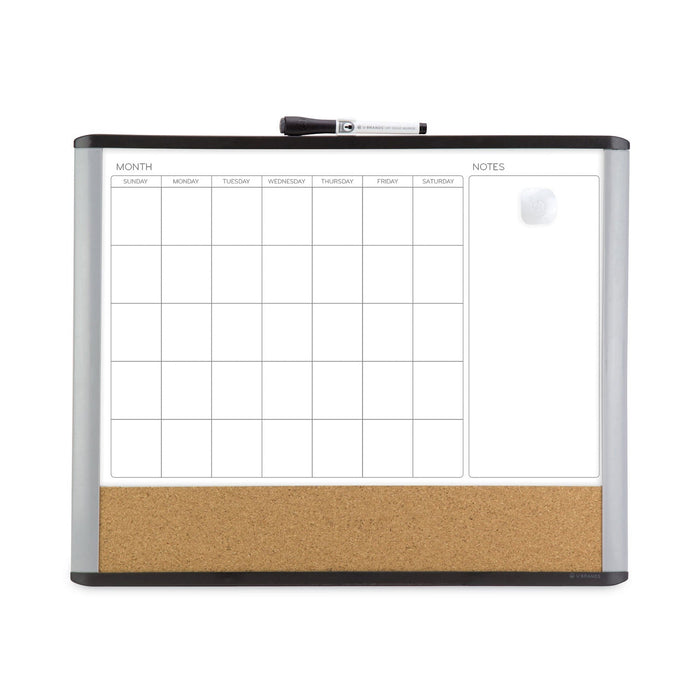 U Brands 3N1 Magnetic Mod Dry Erase Board, 20 x 16, White Surface, Gray/Black Frame