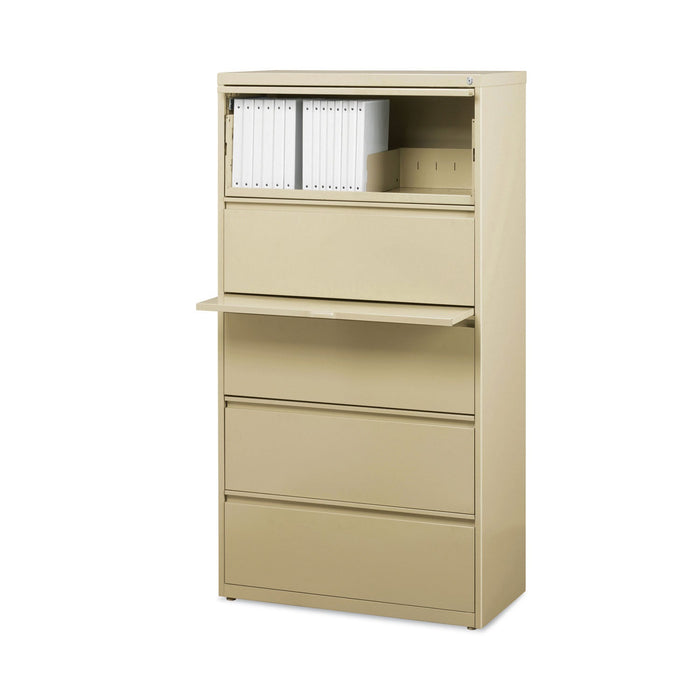 Hirsh Industries Lateral File Cabinet, 5 Letter/Legal/A4-Size File Drawers, Putty, 30 x 18.62 x 67.62
