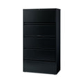 Hirsh Industries Lateral File Cabinet, 5 Letter/Legal/A4-Size File Drawers, Black, 30 x 18.62 x 67.62