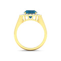 Genuine London Blue Topaz and White Diamond Halo Ring by Fine Color Jewels