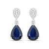 2.68 Ct Blue Sapphire & Diamond Prong 10K Gold Teardrop Dangle Earrings