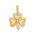 Three Leaf Clover Charm 14K Yellow Gold Pendant by Fine Color Jewels