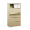 Hirsh Industries Lateral File Cabinet, 5 Letter/Legal/A4-Size File Drawers, Putty, 30 x 18.62 x 67.62