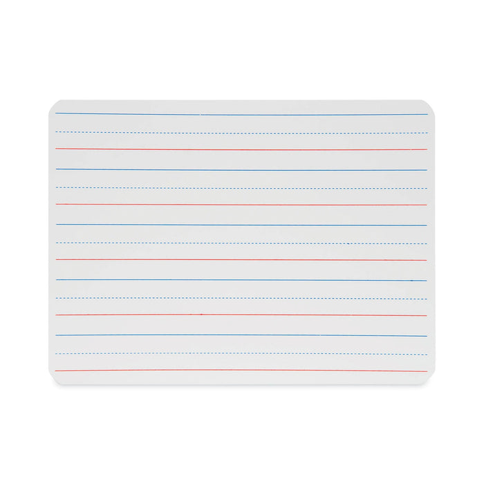 Flipside Magnetic Two-Sided Red and Blue Ruled Dry Erase Board, 12 x 9, Ruled White Front, Unruled White Back, 12/Pack