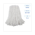 Boardwalk Premium Cut-End Wet Mop Heads, Rayon, 16oz, White, 12/Carton