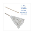 Boardwalk Handle/Deck Mops, 12 oz White Cotton Head, 48" Oak Wood Handle, 6/Pack