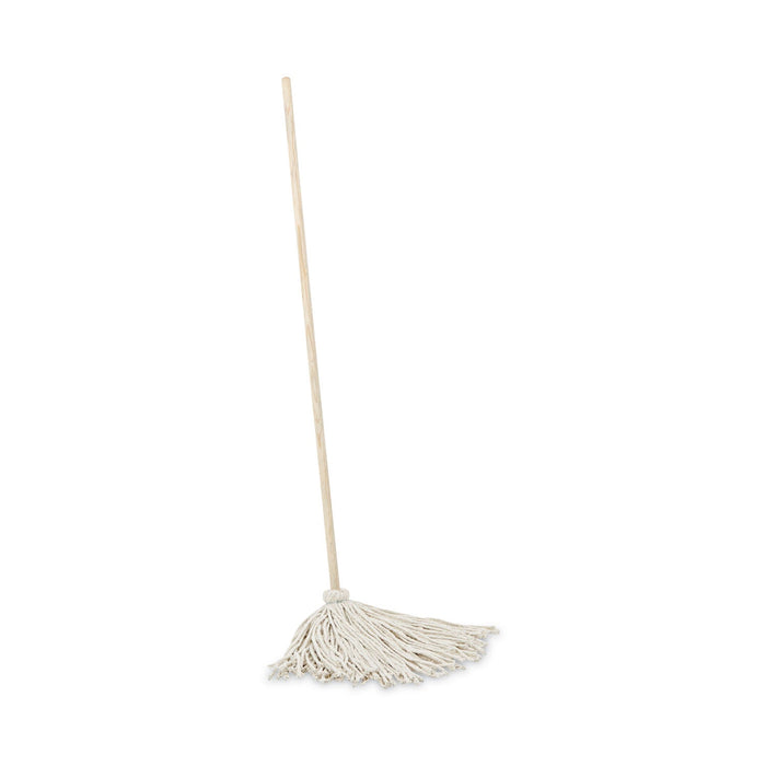 Boardwalk Handle/Deck Mops, 16 oz White Cotton Head, 48" Oak Wood Handle
