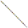 Natural Multi Stone Sterling Silver Birthstone Bracelet by Fine Color Jewels