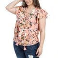 Inc Plus Size Cotton Lace-up Flutter Top, Size OX by Vanessa Jane