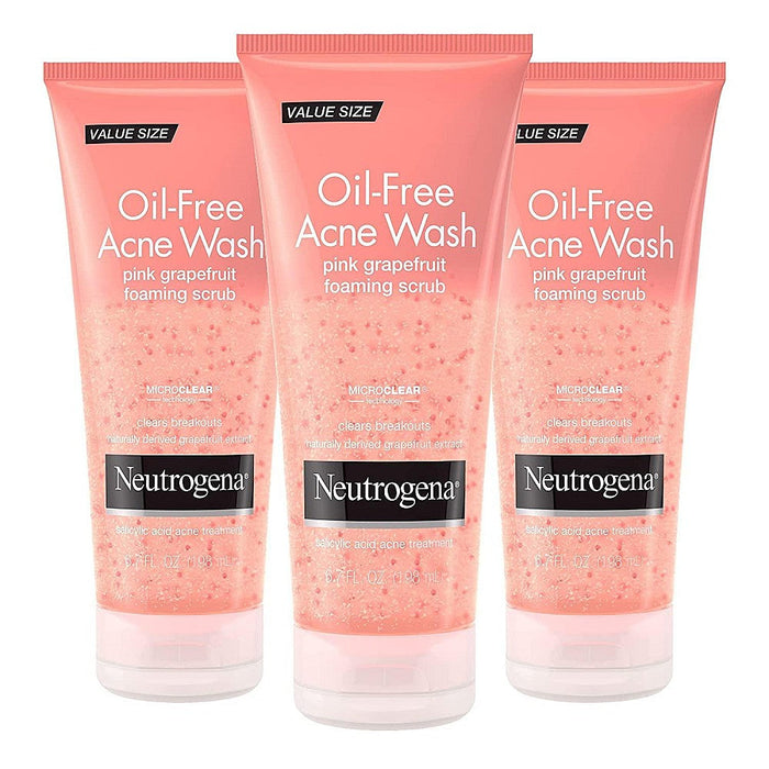 Neutrogena Oil Free Pink Grapefruit Acne Treatment Face Wash With Vitamin C, 2% Salicylic Acid, Gentle Foaming Facial Scrub To Treat & Prevent Breakouts, 6.7 Fl Oz by Pasteur Pharmacy