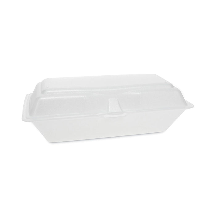 Pactiv Evergreen Foam Hinged Lid Containers, Single Tab Lock Hoagie, 9.75 x 5 x 3.25, White, 560/Carton