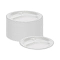 Pactiv Evergreen Placesetter Deluxe Laminated Foam Dinnerware, 3-Compartment Plate, 8.88" dia, White, 500/Carton