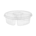 Pactiv Evergreen Dip Cup Platter, 4-Compartment, 64 oz, 10" Diameter, Clear, Plastic, 100/Carton